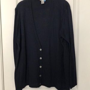 JJill navy silk blend cardigan